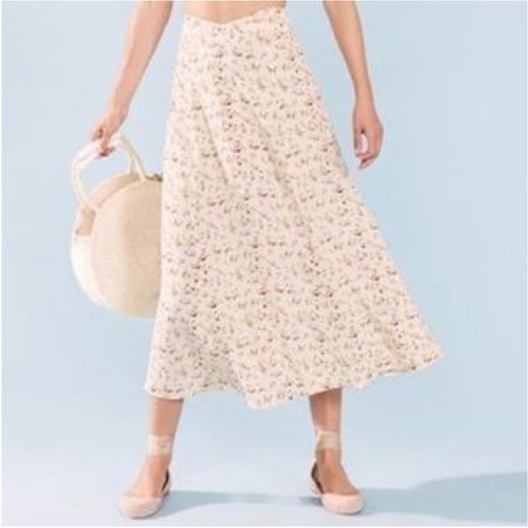 Reformation Azalea Cream Ditsy Floral Maxi Skirt Size 0 - Picture 11 of 12